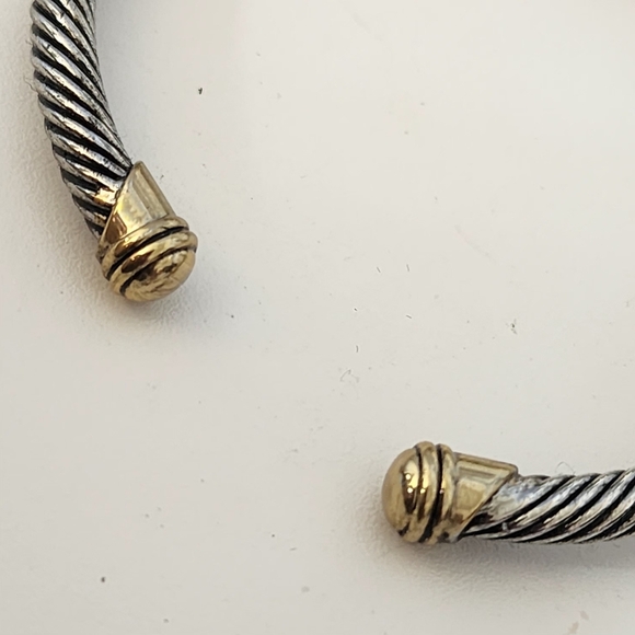 Classic Cable Bracelet Open Cuff with Clear Crystal Stone - Picture 8 of 9